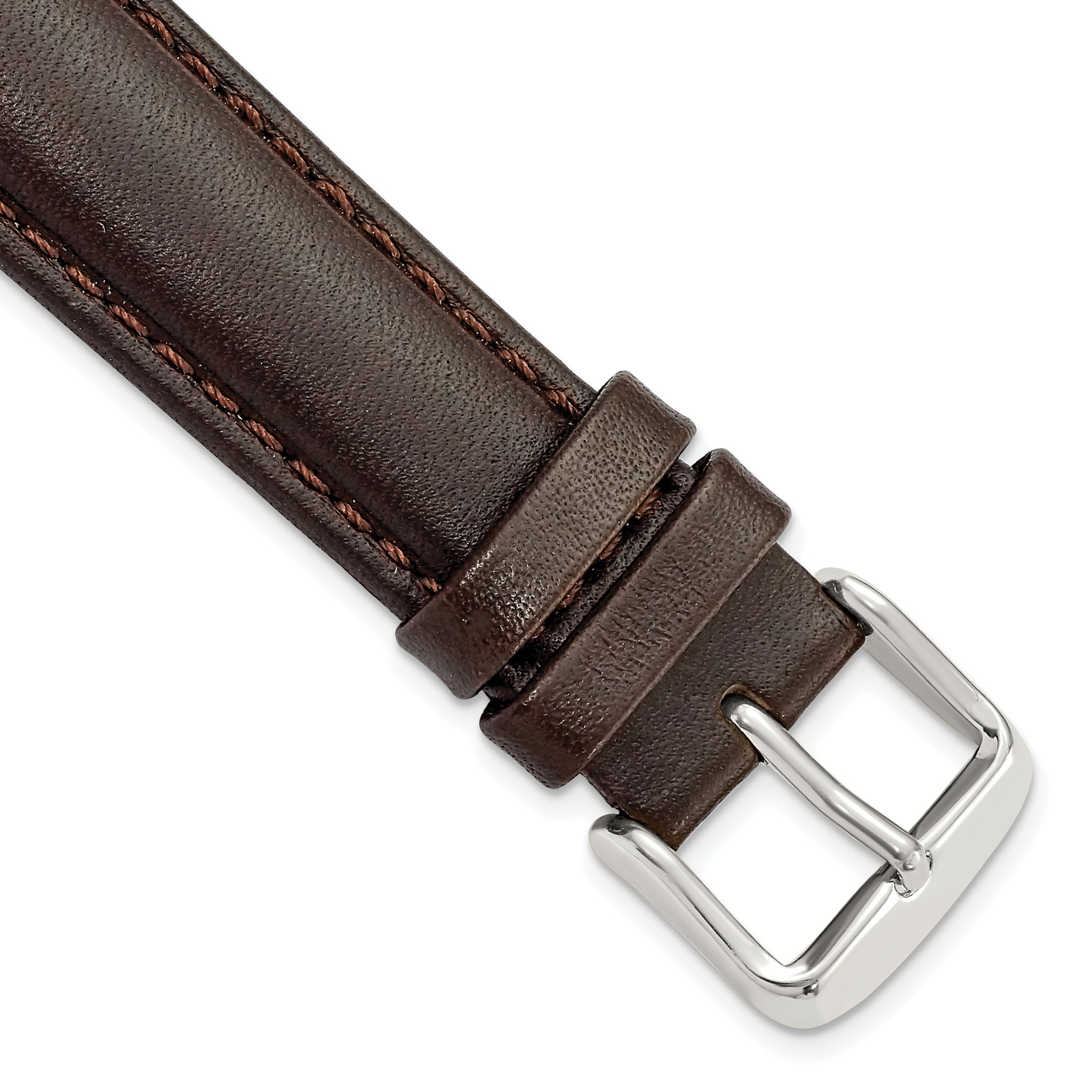 DeBeer 18mm Dark Brown Smooth Leather Chronograph with Silver-tone Buckle 7.5 inch Watch Band