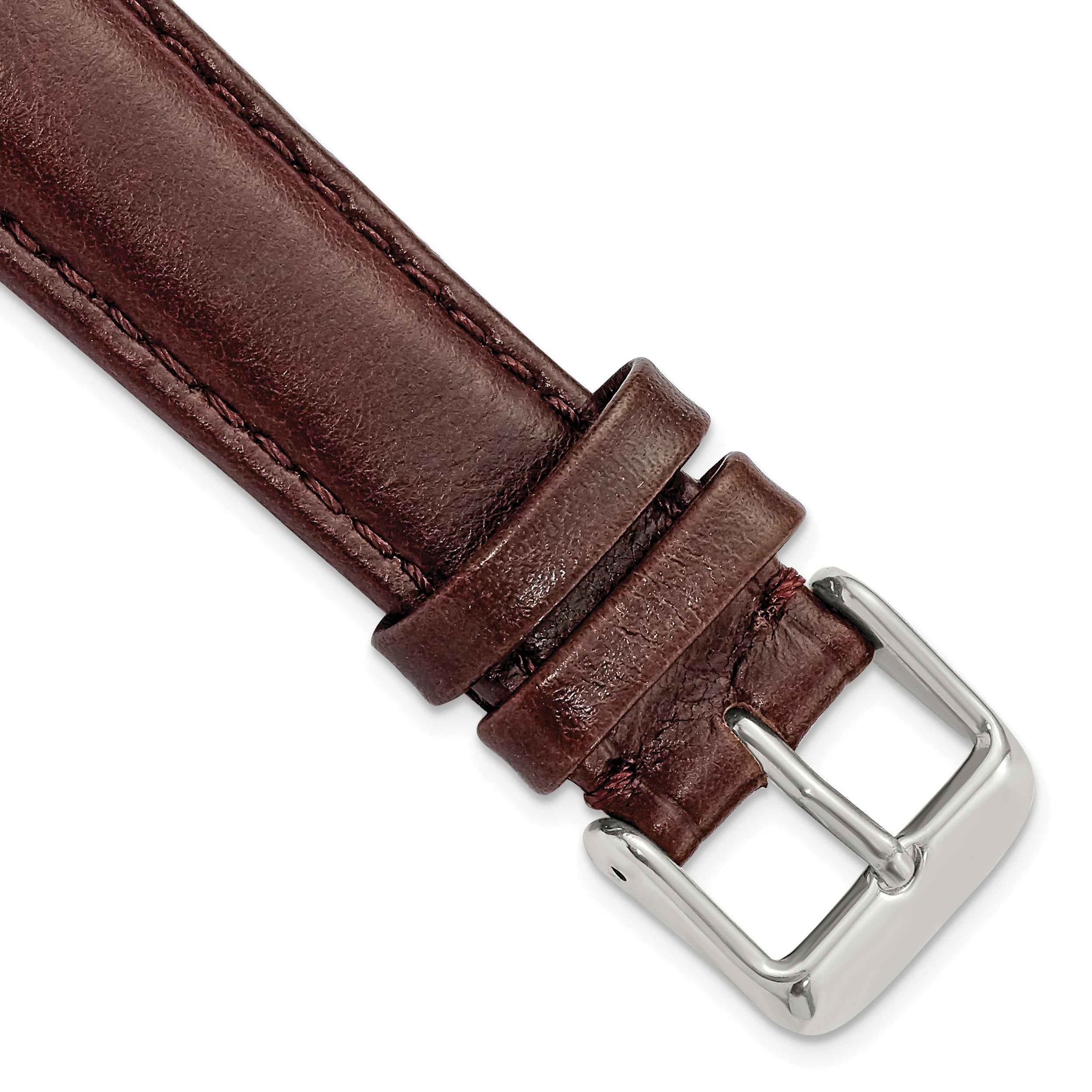 DeBeer 19mm Dark Brown Smooth Leather Chronograph with Silver-tone Buckle 7.5 inch Watch Band