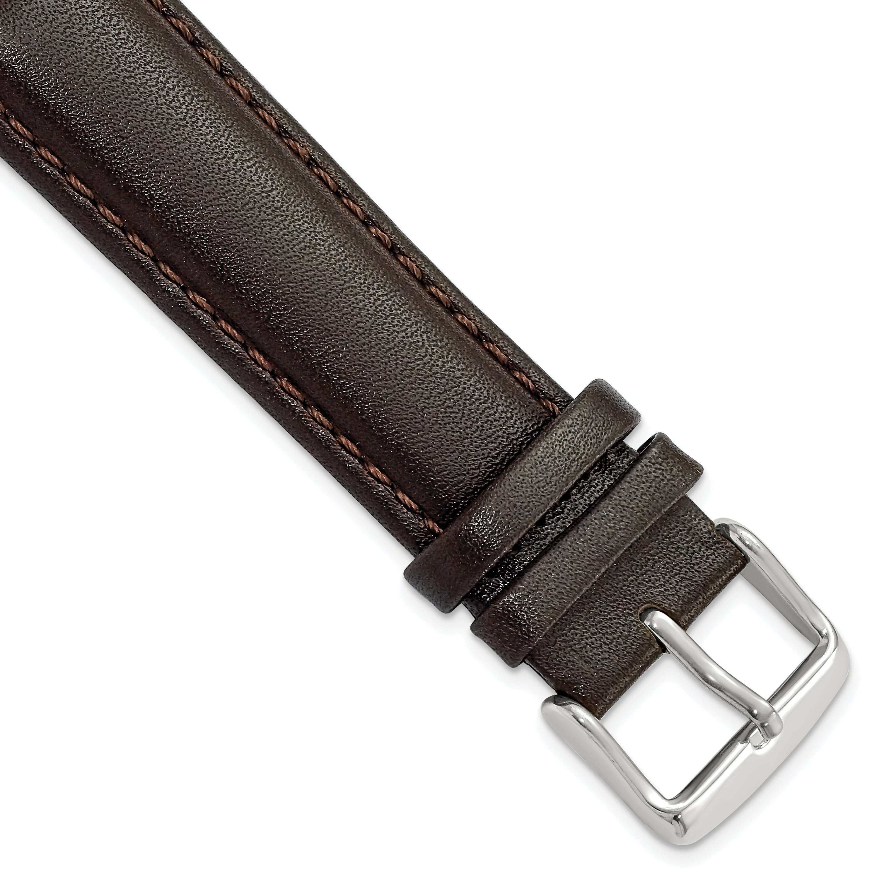 DeBeer 20mm Dark Brown Smooth Leather Chronograph with Silver-tone Buckle 7.5 inch Watch Band