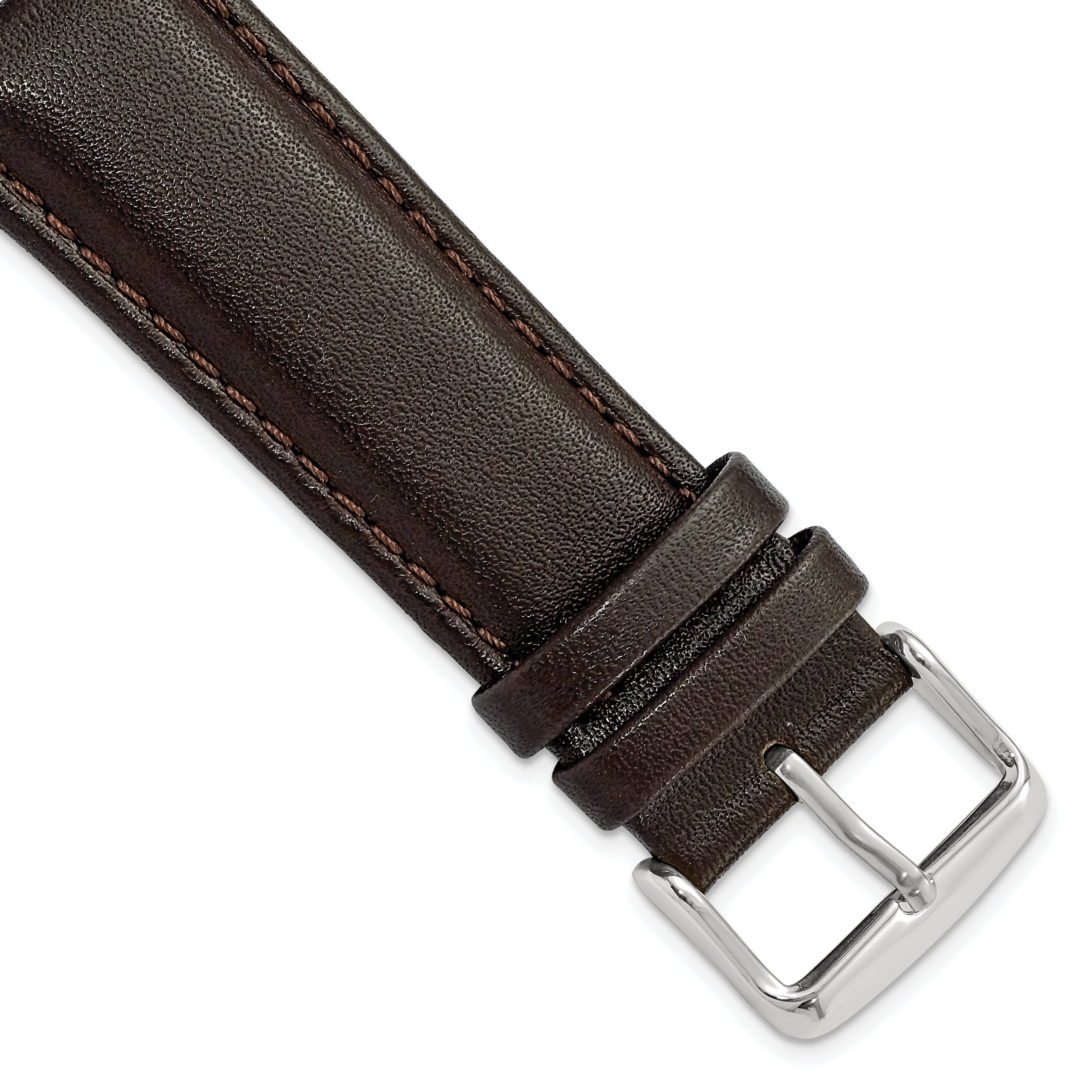 DeBeer 22mm Dark Brown Smooth Leather Chronograph with Silver-tone Buckle 7.5 inch Watch Band