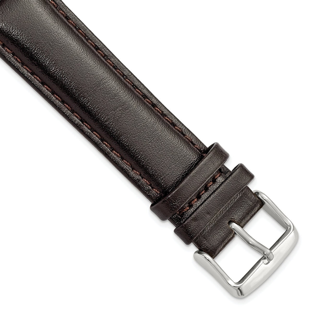 DeBeer 22mm Long Dark Brown Leather Chronograph with Silver-tone Buckle 8.5 inch Watch Band