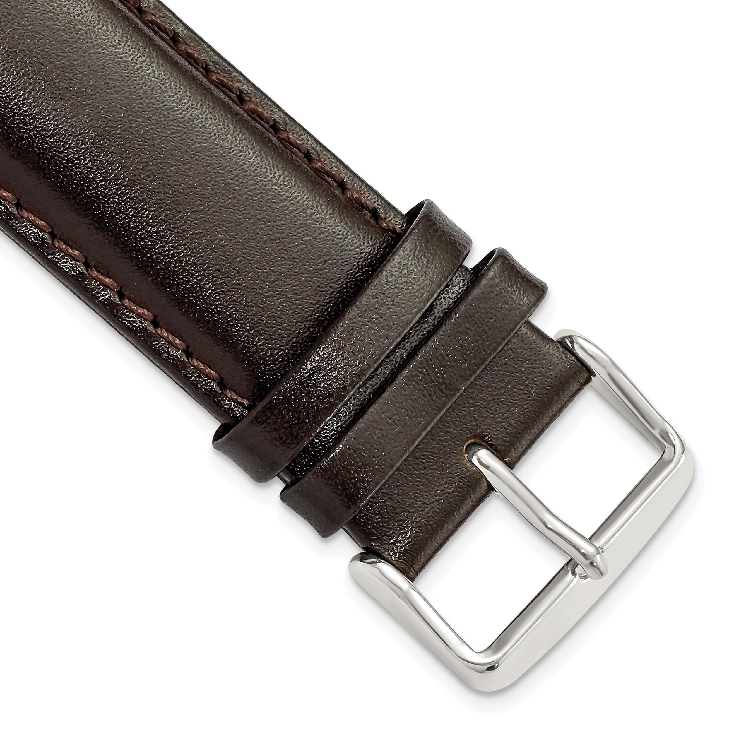 DeBeer 24mm Long Dark Brown Leather Chronograph with Silver-tone Buckle 8.5 inch Watch Band