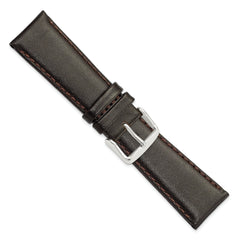 22mm Short Dark Brown Smooth Leather Chronograph with Silver-tone Buckle 6.75 inch Watch Band