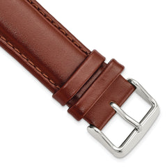 DeBeer 22mm Long Havana Smooth Leather Chronograph with Silver-tone Buckle 8.5 inch Watch Band