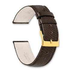 17mm Brown Genuine Lizard Leather with Gold-tone Buckle 7.5 inch Watch Band