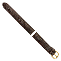 17mm Brown Genuine Lizard Leather with Gold-tone Buckle 7.5 inch Watch Band