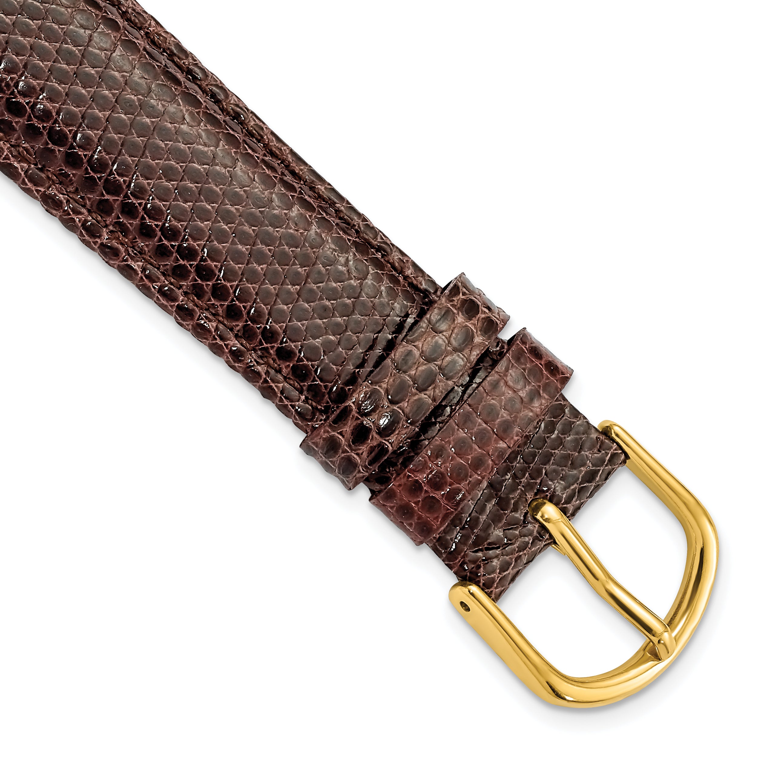 DeBeer 18mm Brown Genuine Lizard Leather with Gold-tone Buckle 7.5 inch Watch Band