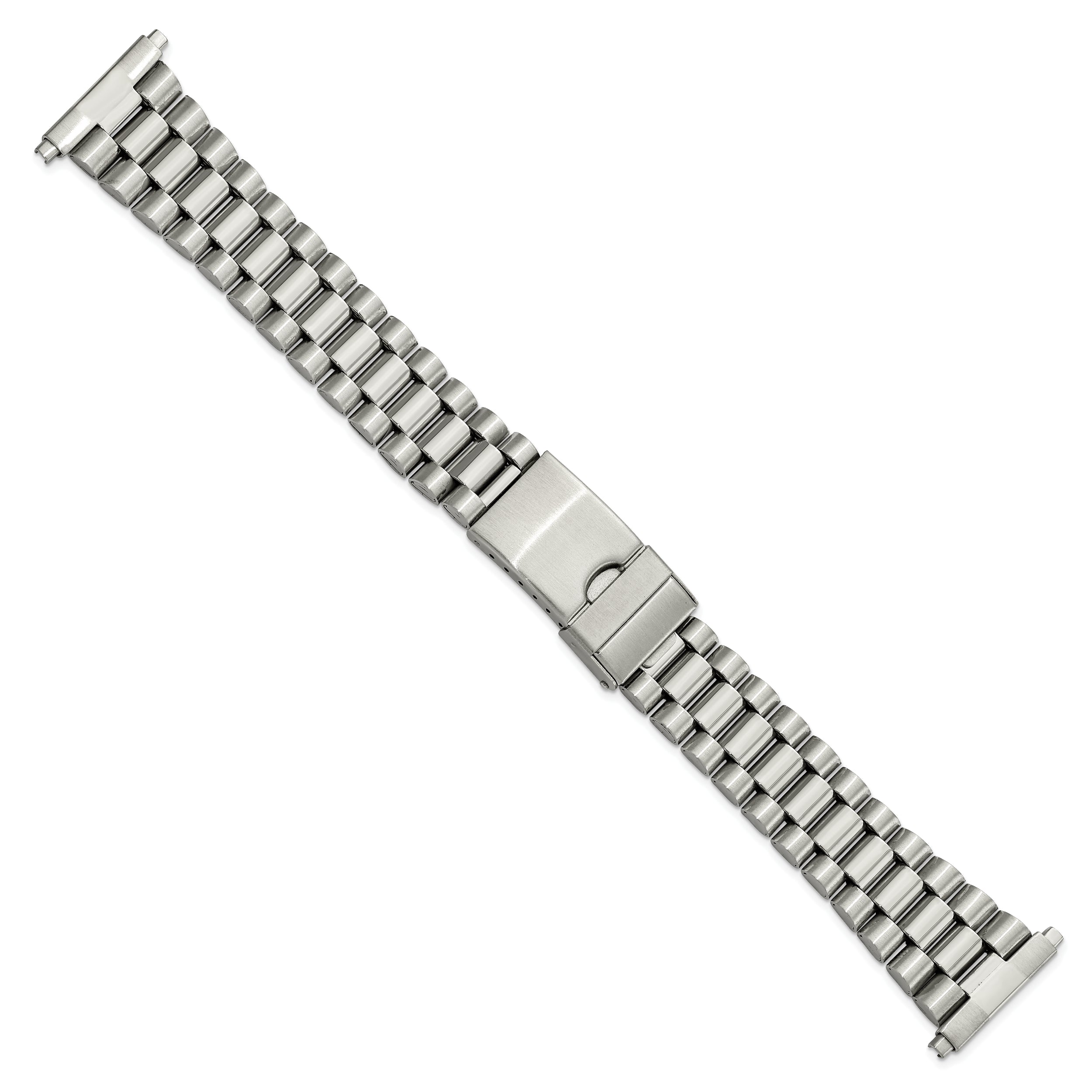 Gilden Mens Long 18-22mm President-Style Satin and Polished Stainless Steel with Deployment Buckle 7 inch Watch Band