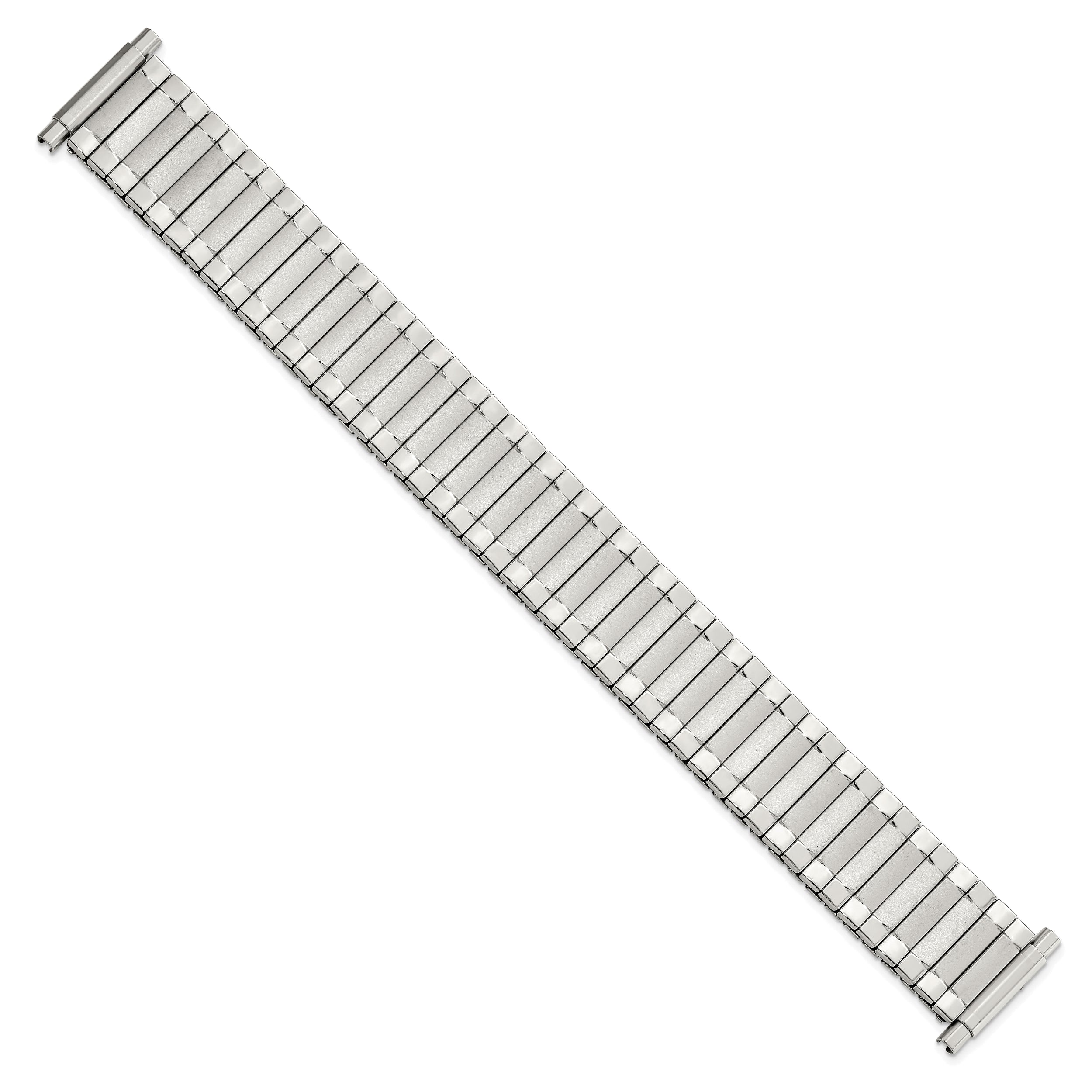 Gilden Mens Long 17-22mm Satin and Polished Stainless Steel 7.25 inch Expansion Watch Band