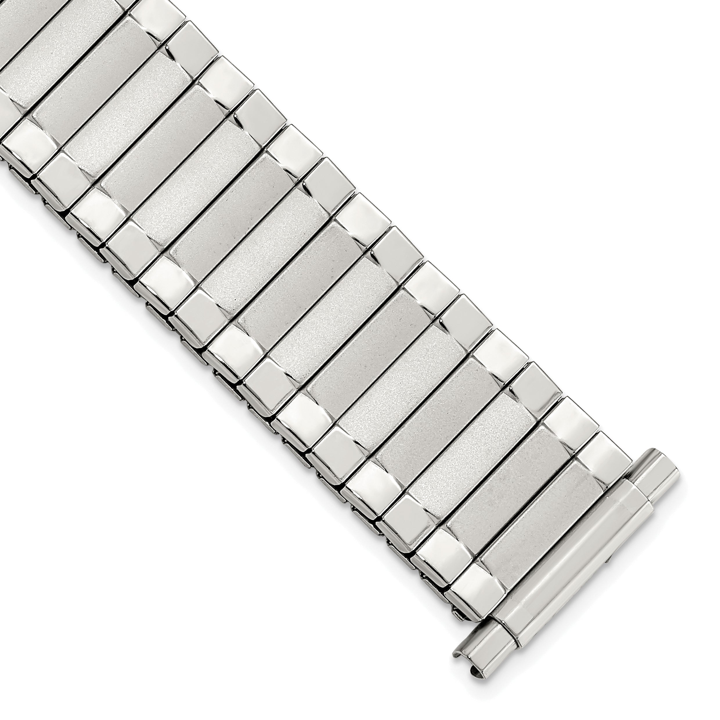 Gilden Mens Long 17-22mm Satin and Polished Stainless Steel 7.25 inch Expansion Watch Band