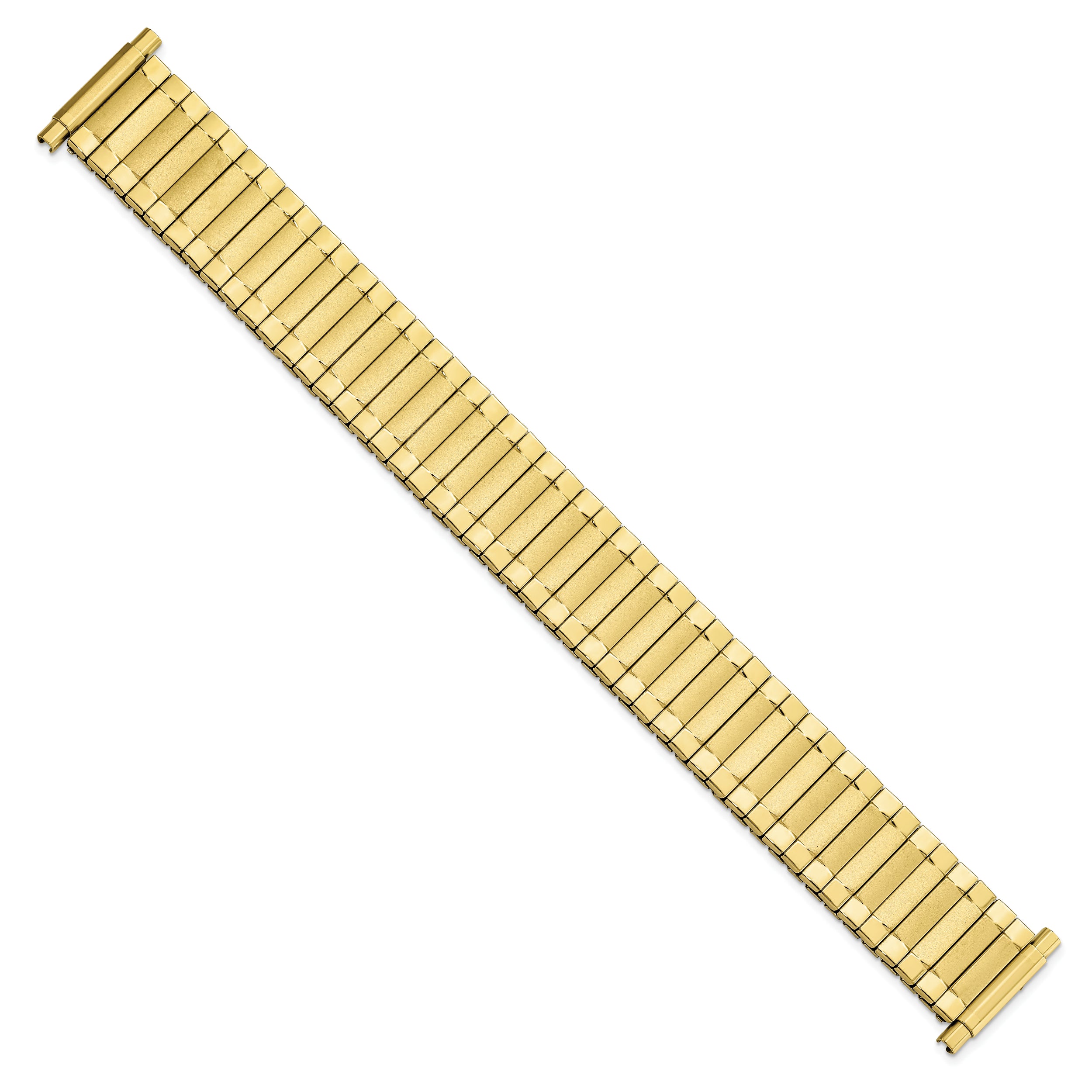 Gilden Mens Long 17-22mm Satin and Polished Yellow IP-plated Stainless Steel 7.25 inch Expansion Watch Band