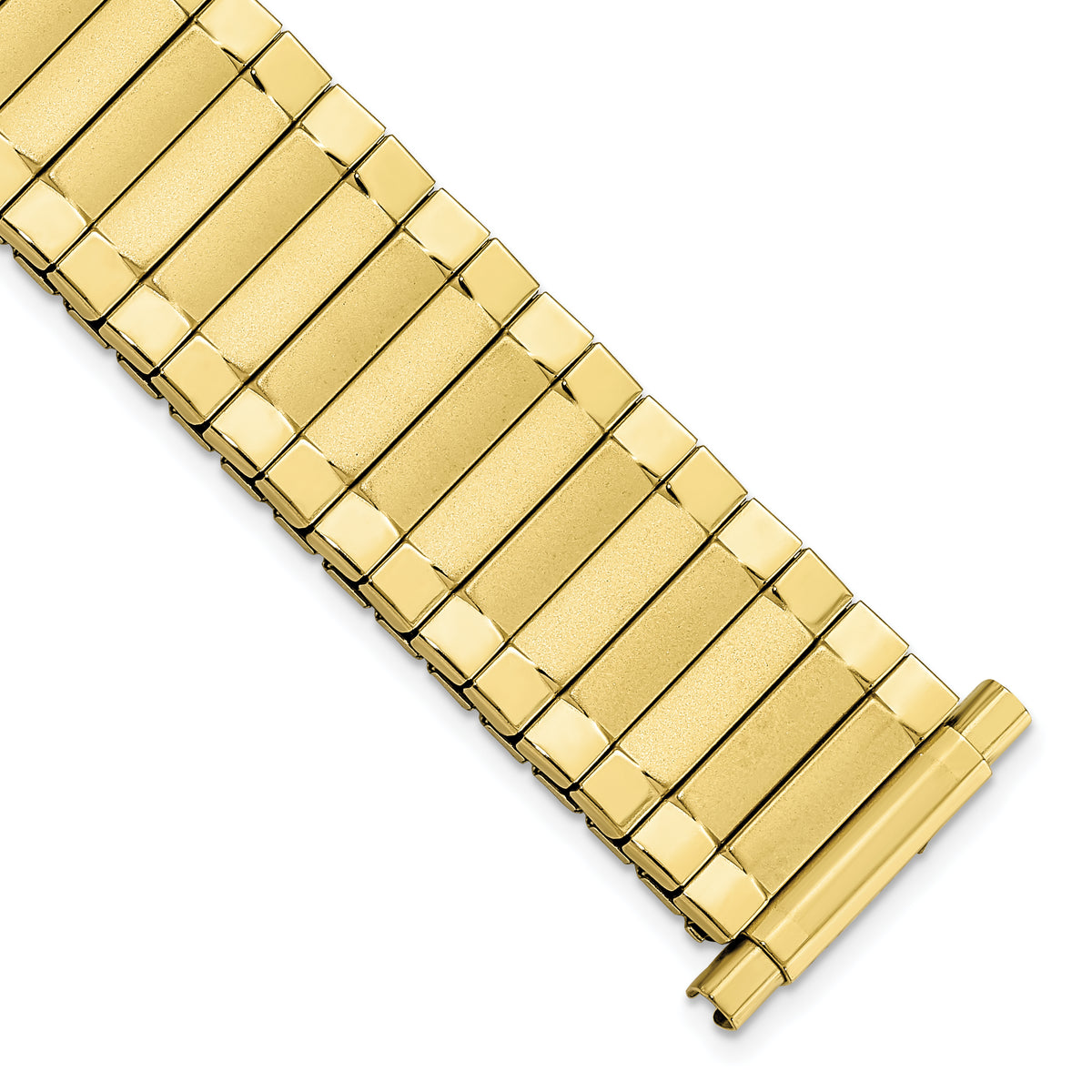 Gilden Mens Long 17-22mm Satin and Polished Yellow IP-plated Stainless Steel 7.25 inch Expansion Watch Band