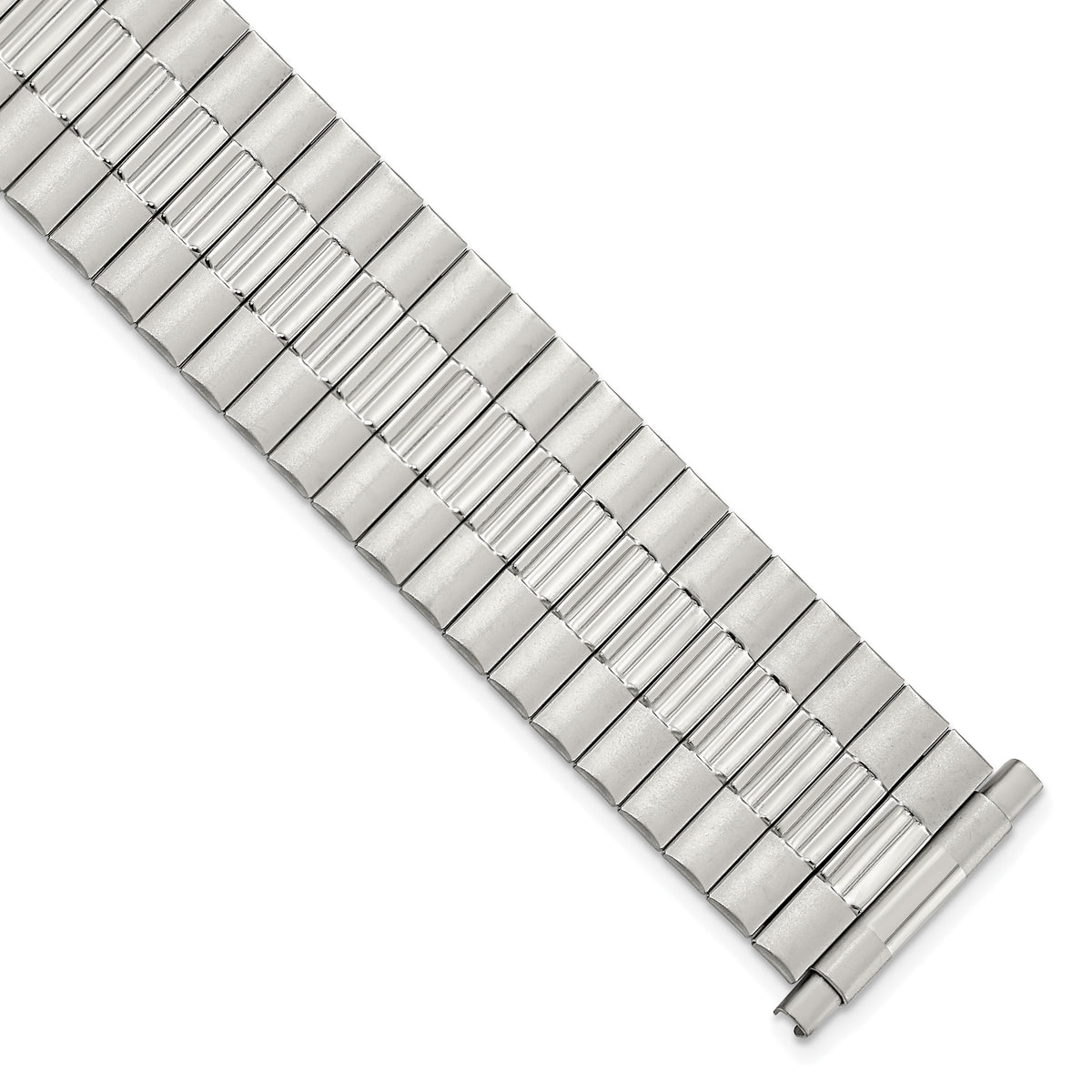 Gilden Mens Long 17-22mm Satin and Polished Stainless Steel 7.25 inch Expansion Watch Band