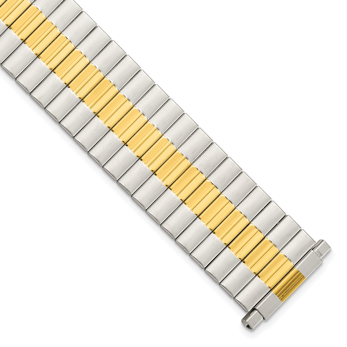 Gilden Mens Long 17-22mm Satin and Polished Two-tone IP-plated Stainless Steel 7.25 inch Expansion Watch Band