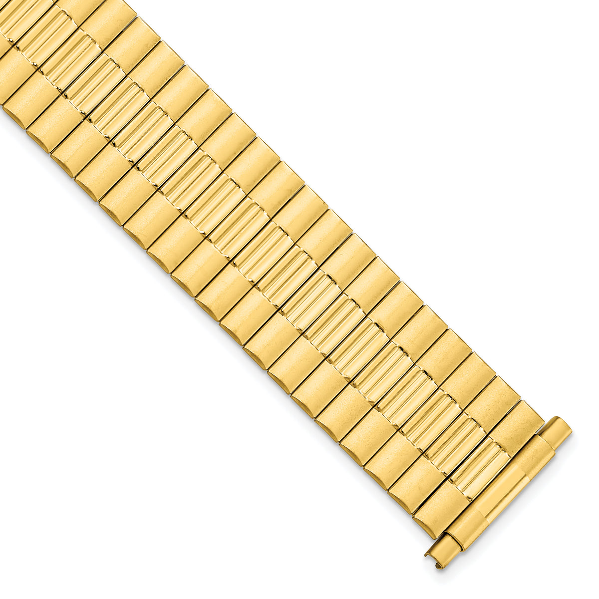 Gilden Mens Long 17-22mm Satin and Polished Yellow IP-plated Stainless Steel 7.25 inch Expansion Watch Band