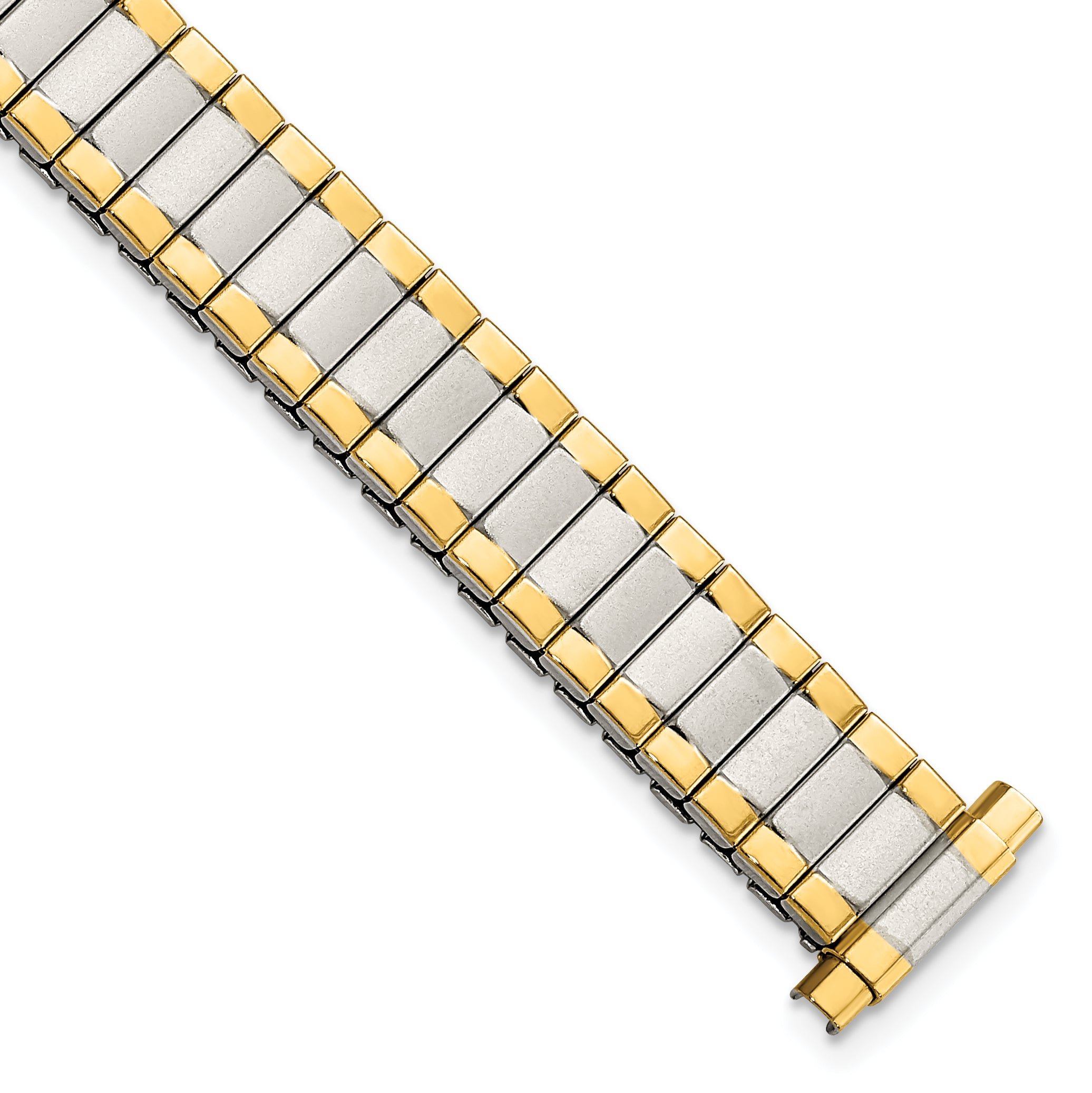 Gilden Ladies Long 9-13mm Satin and Polished Two-tone IP-plated Stainless Steel 6.75 inch Expansion Watch Band