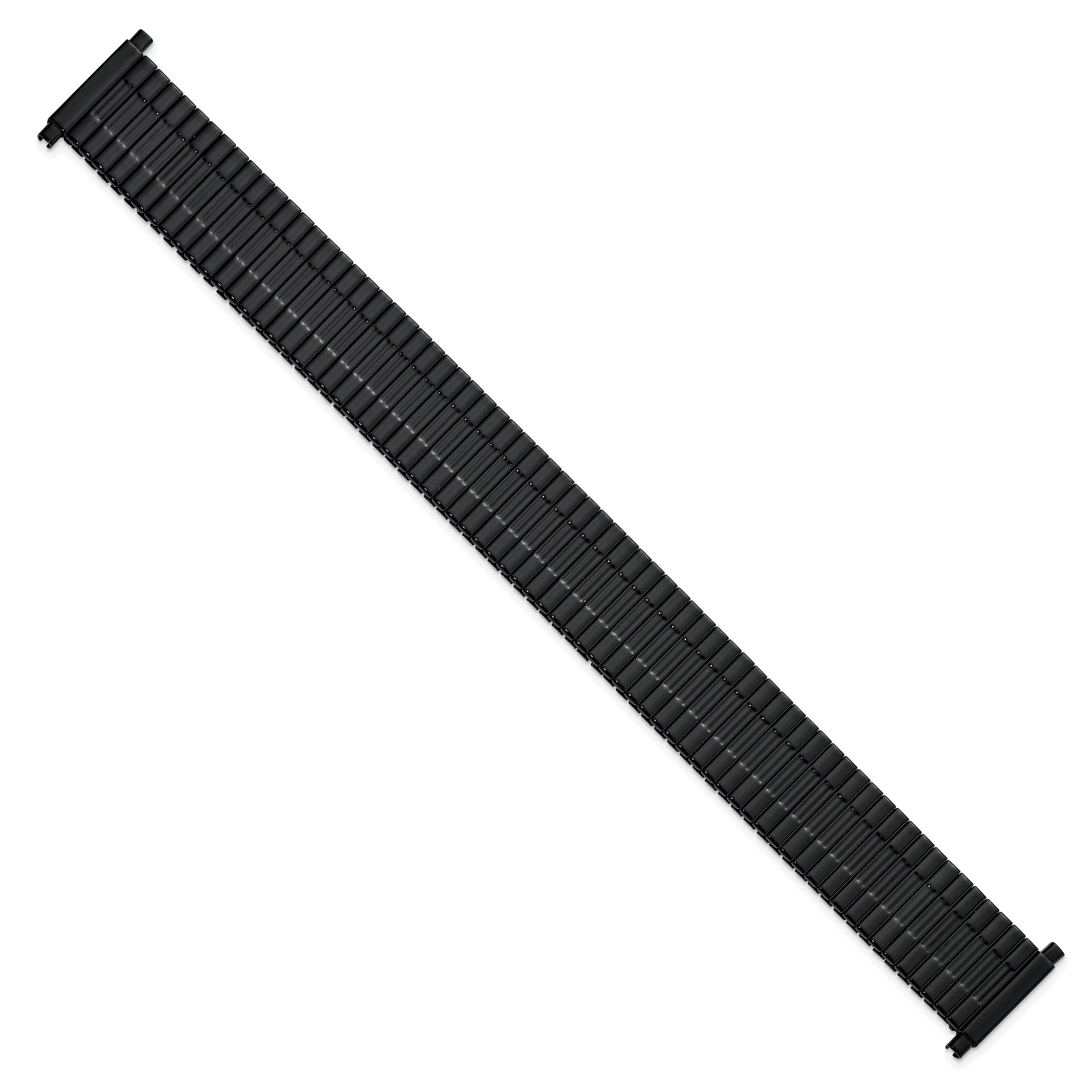 Gilden Mens Long 17-22mm Black-tone Stainless Steel 7.25 inch Expansion Watch Band