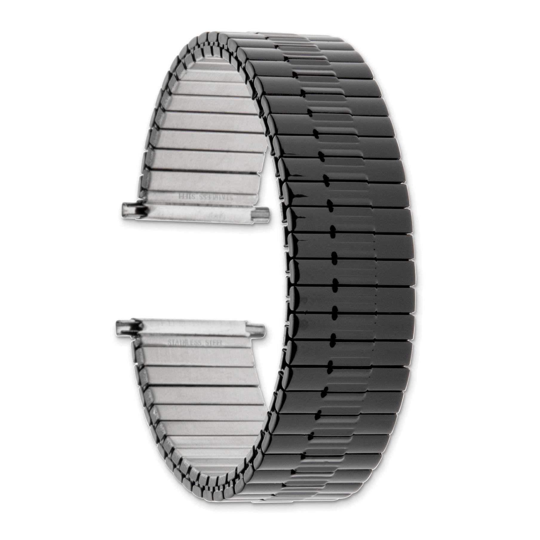 Gilden Mens Long 17-22mm Black-tone Stainless Steel 7.25 inch Expansion Watch Band