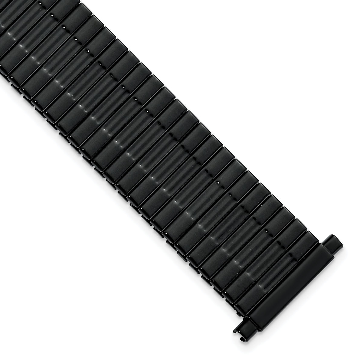 Gilden Mens Long 17-22mm Black-tone Stainless Steel 7.25 inch Expansion Watch Band