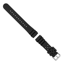 Gilden 22mm Black Polyurethane Sport with Slip Resistant Inner Texture and Stainless Steel Buckle 8.8 inch Watch Band