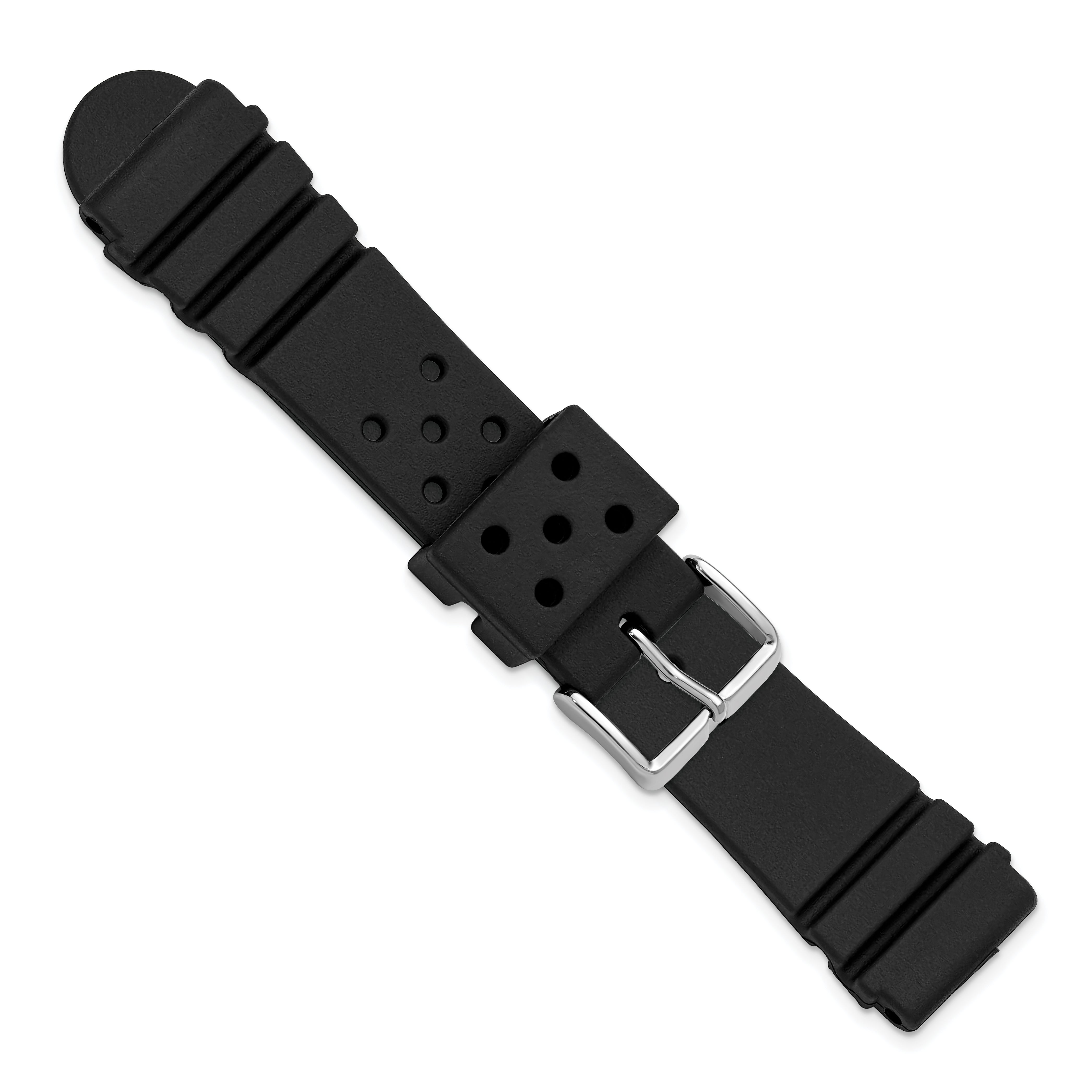 Gilden 22mm Black Polyurethane Sport with Slip Resistant Inner Texture and Stainless Steel Buckle 8.8 inch Watch Band