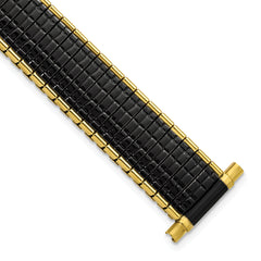 Gilden Romunda Mens 16-20mm Black and Yellow-tone Stainless Steel 6.5 inch Expansion Watch Band