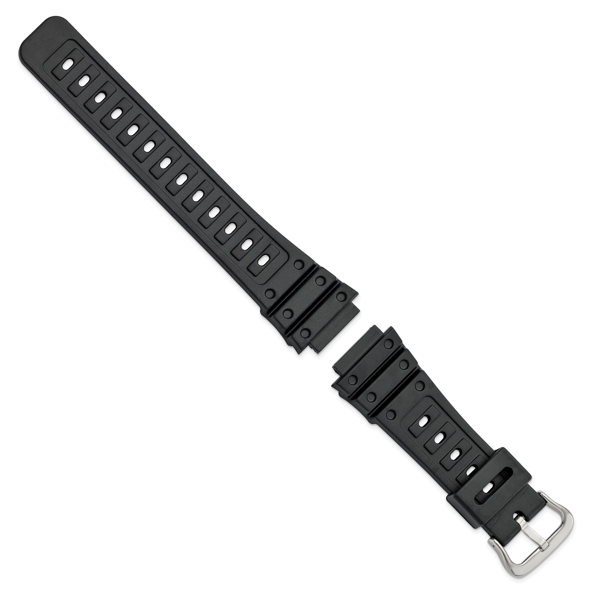 Gilden 18mm Black Polyurethane Sport with Stainless Steel Buckle 7.9 inch Watch Band