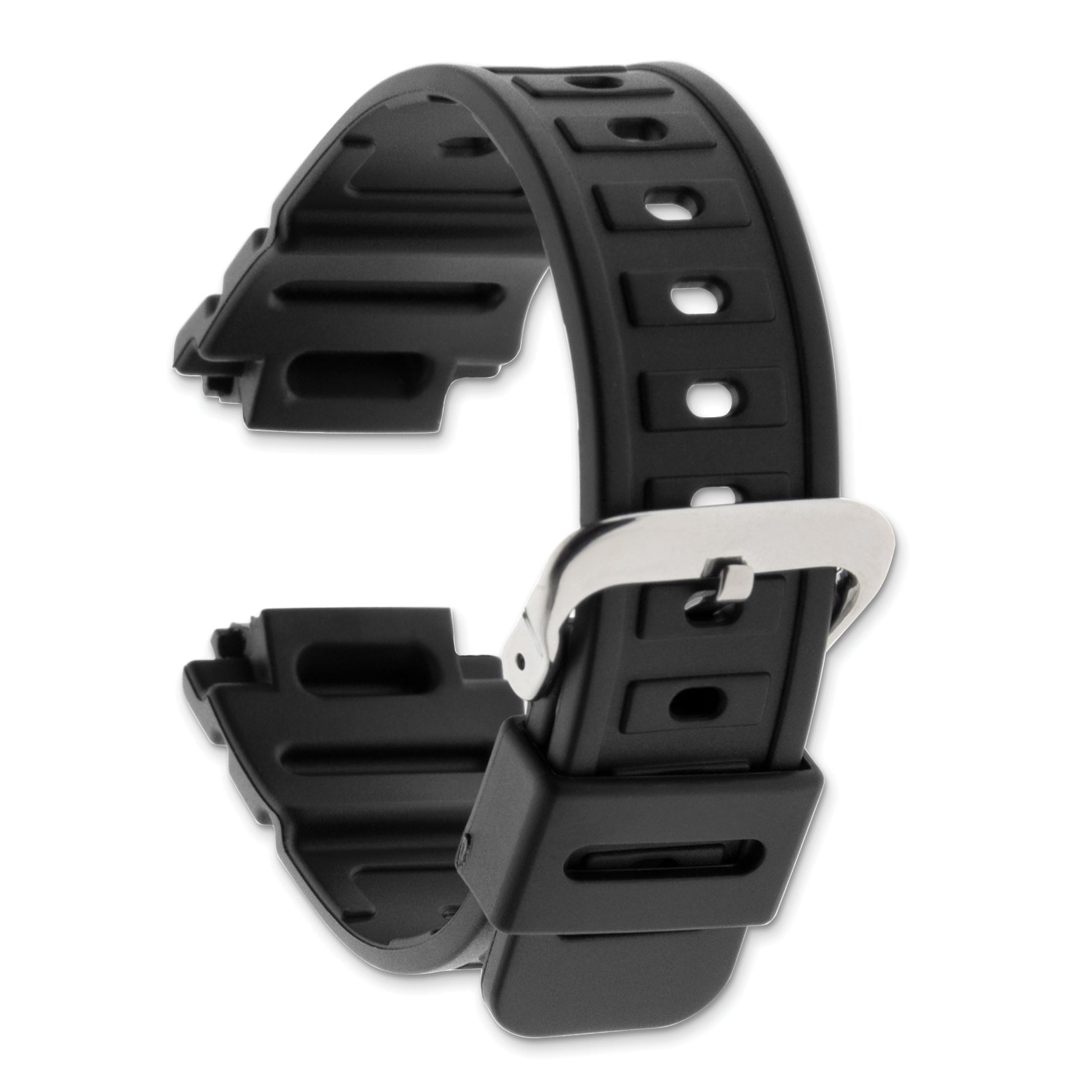 Gilden 18mm Black Polyurethane Sport with Stainless Steel Buckle 7.9 inch Watch Band