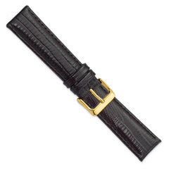 20mm Brown Teju Liz Grain Leather with Gold-tone Buckle 7.5 inch Watch Band