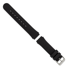 18mm Black Smooth Silicone Rubber with Brushed Stainless Steel Buckle 8 inch Watch Band