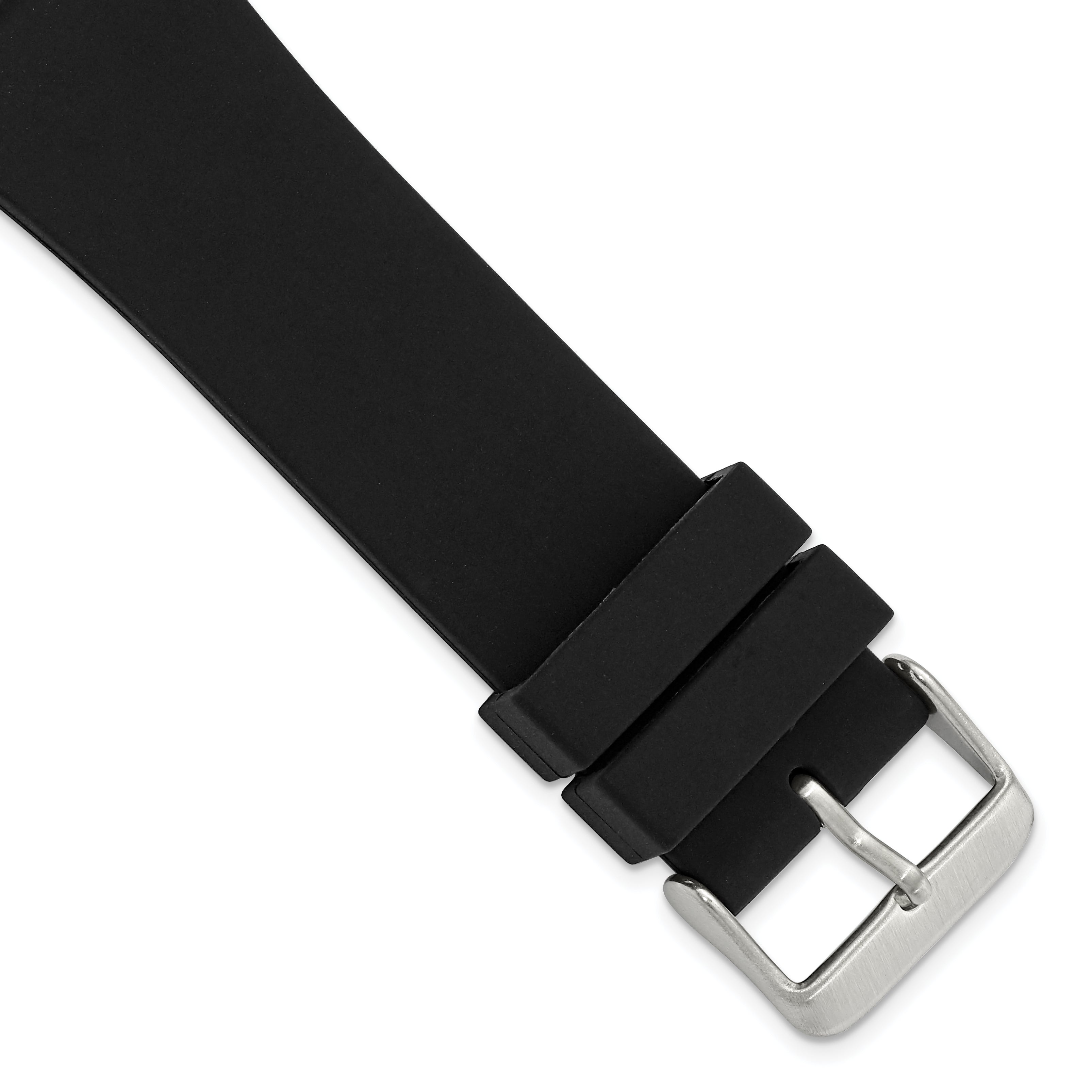 DeBeer 20mm Black Smooth Silicone Rubber with Brushed Stainless Steel Buckle 8 inch Watch Band