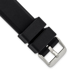 DeBeer 20mm Black Smooth Bevel Silicone Rubber with Brushed Stainless Steel Buckle 8.5 inch Watch Band