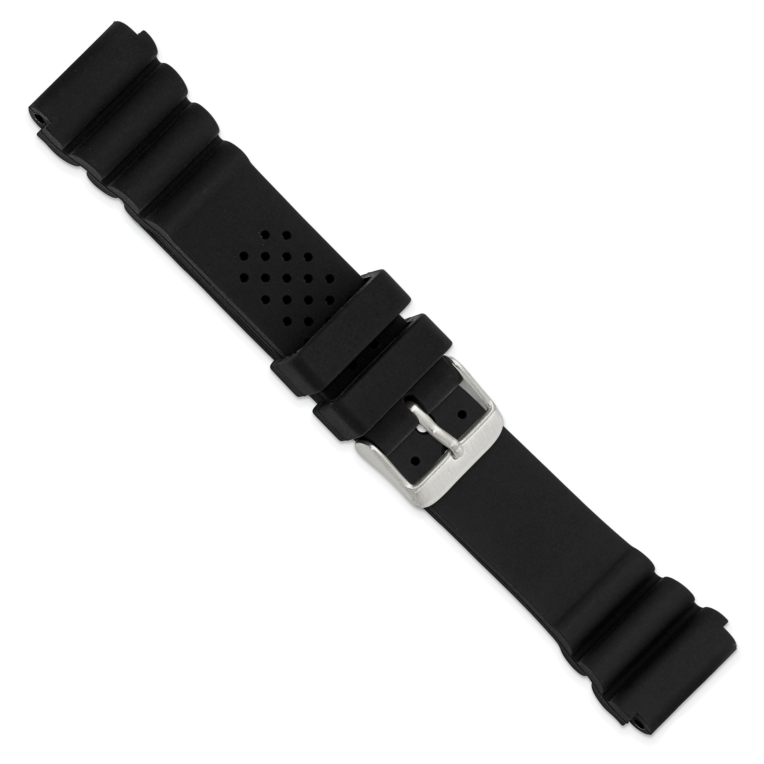 18mm Black Casio-Style Silicone Rubber with Brushed Stainless Steel Buckle 8.5 inch Watch Band