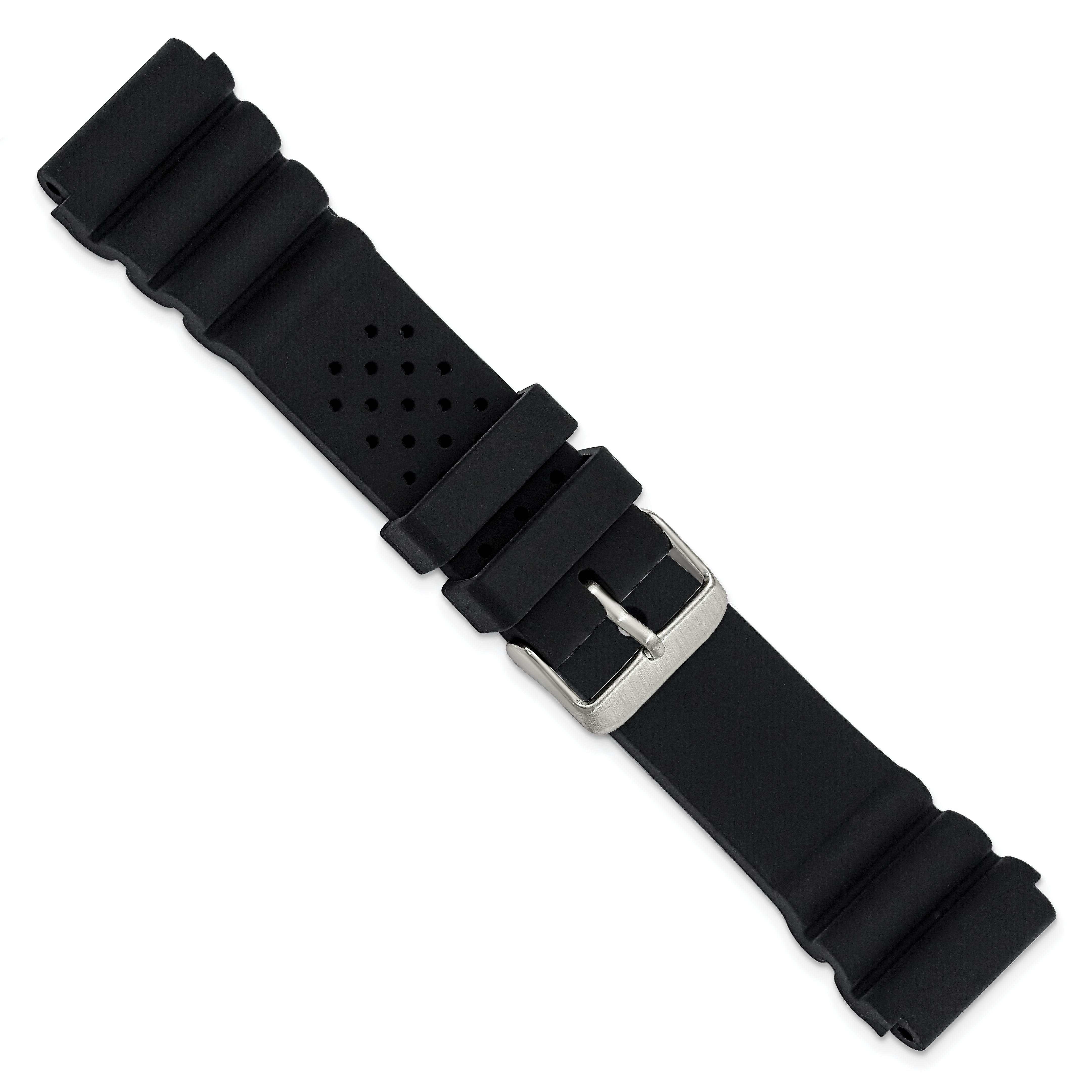 18mm Black Casio-Style Silicone Rubber with Brushed Stainless Steel Buckle 8.5 inch Watch Band