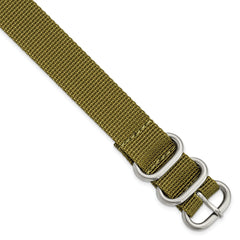 DeBeer 18mm One-Piece Olive Green Military Ballistic G10 Nylon with Brushed Stainless Steel Buckle 10.75 inch Watch Band