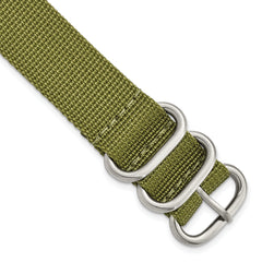 DeBeer 20mm One-Piece Olive Green Military Ballistic G10 Nylon with Brushed Stainless Steel Buckle 10.75 inch Watch Band