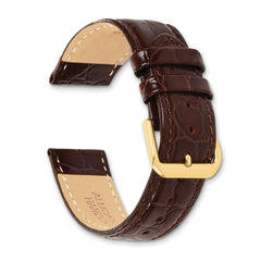 6mm Brown Alligator Grain Leather with Gold-tone Buckle 6.75 inch Watch Band