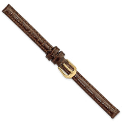 6mm Brown Alligator Grain Leather with Gold-tone Buckle 6.75 inch Watch Band