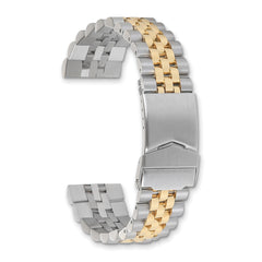 18-22mm Satin and Polished Stainless Steel Two-tone Jubilee-Style Solid Link with Deployment Buckle 7 inch Watch Band