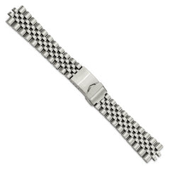 18-22mm Satin and Polished Stainless Steel Jubilee-Style Solid Link with Deployment Buckle 7 inch Watch Band