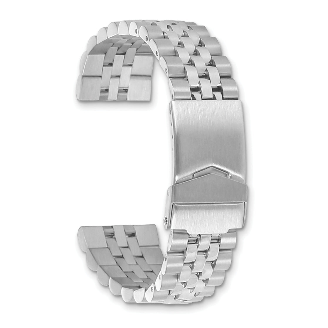 18-22mm Satin and Polished Stainless Steel Jubilee-Style Solid Link with Deployment Buckle 7 inch Watch Band