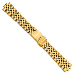 18-22mm Satin and Polished Stainless Steel Gold-tone Jubilee-Style Solid Link with Deployment Buckle 7 inch Watch Band