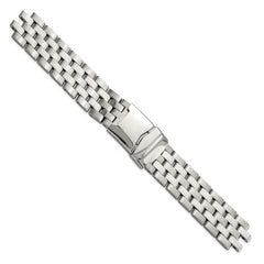 20-22mm Satin and Polished Stainless Steel Breitling Pilot-Style Solid Links with Deployment Buckle 7.5 inch Watch Band