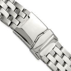 DeBeer 20-22mm Satin and Polished Stainless Steel Breitling Pilot-Style Solid Links with Deployment Buckle 7.5 inch Watch Band