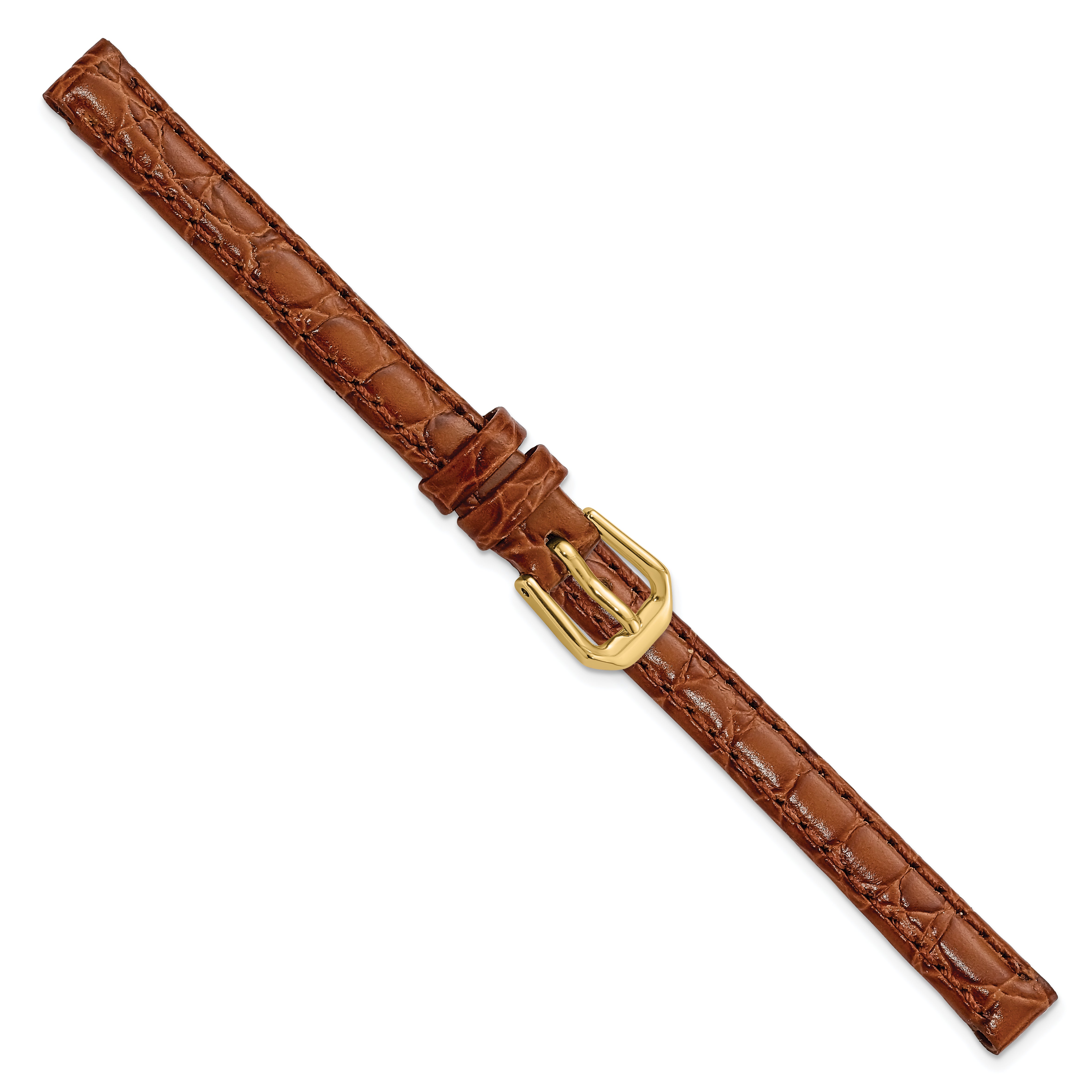 6mm Havana Alligator Grain Leather with Gold-tone Buckle 6.75 inch Watch Band