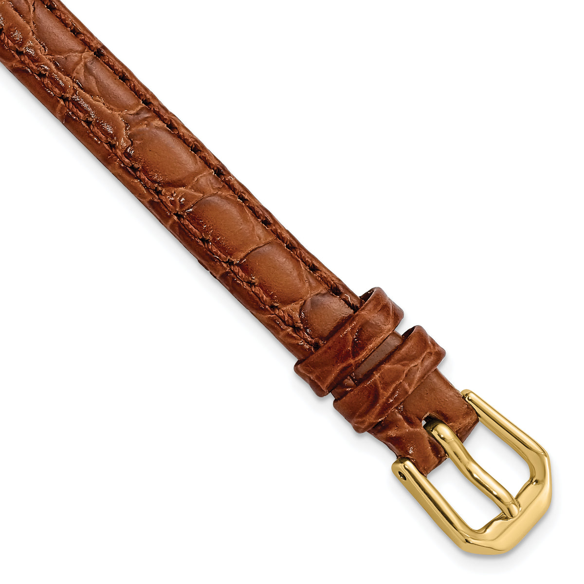 DeBeer 8mm Havana Alligator Grain Leather with Gold-tone Buckle 6.75 inch Watch Band