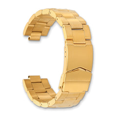 18-20mm Satin Gold-tone Stainless Steel Oyster-Style Solid Link with Deployment Buckle 7 inch Watch Band