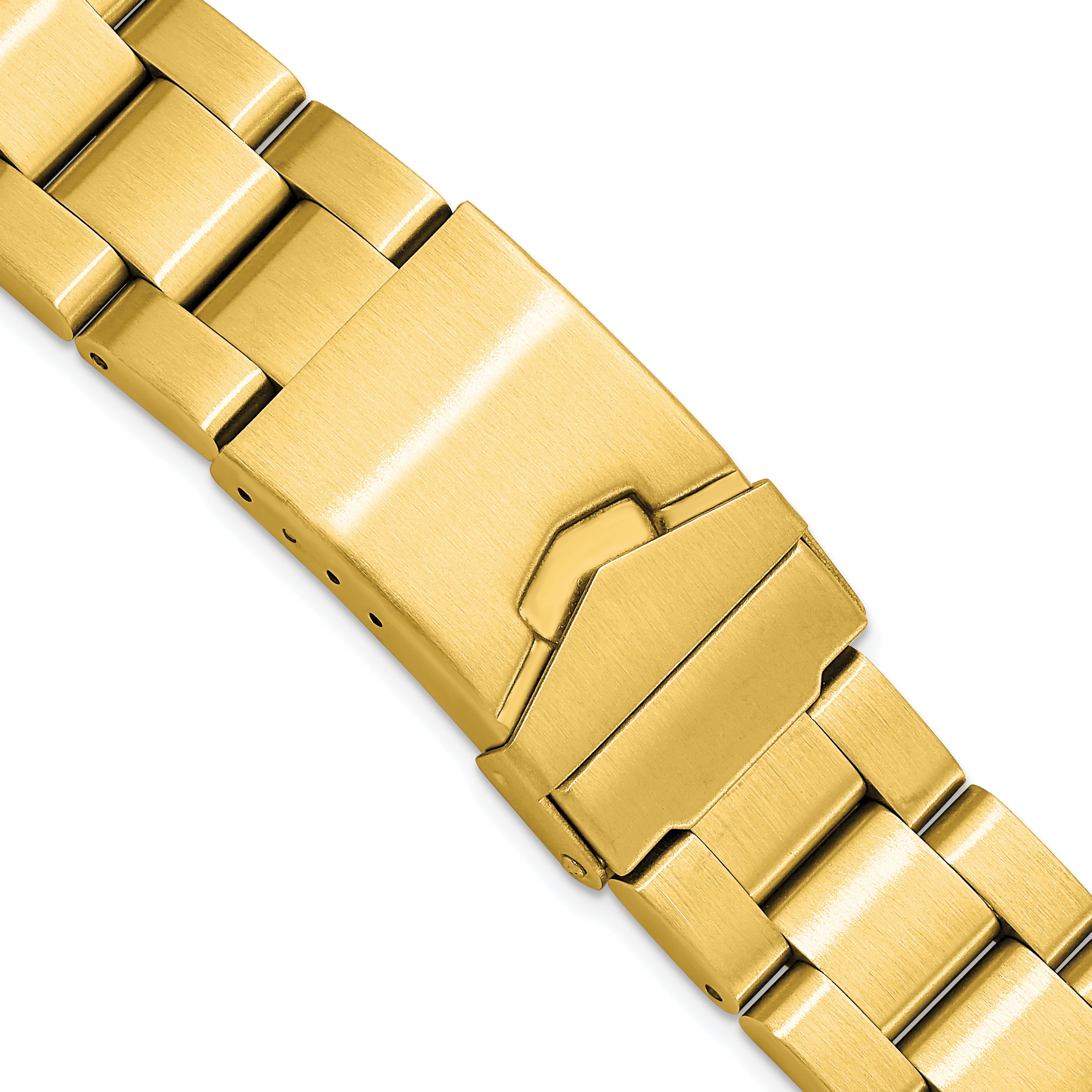 DeBeer 18-20mm Satin Gold-tone Stainless Steel Oyster-Style Solid Link with Deployment Buckle 7 inch Watch Band