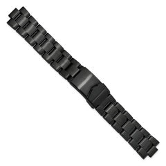 18-20mm Satin Black PVD-plated Stainless Steel Oyster-Style Solid Link with Deployment Buckle 7 inch Watch Band