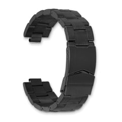 18-20mm Satin Black PVD-plated Stainless Steel Oyster-Style Solid Link with Deployment Buckle 7 inch Watch Band